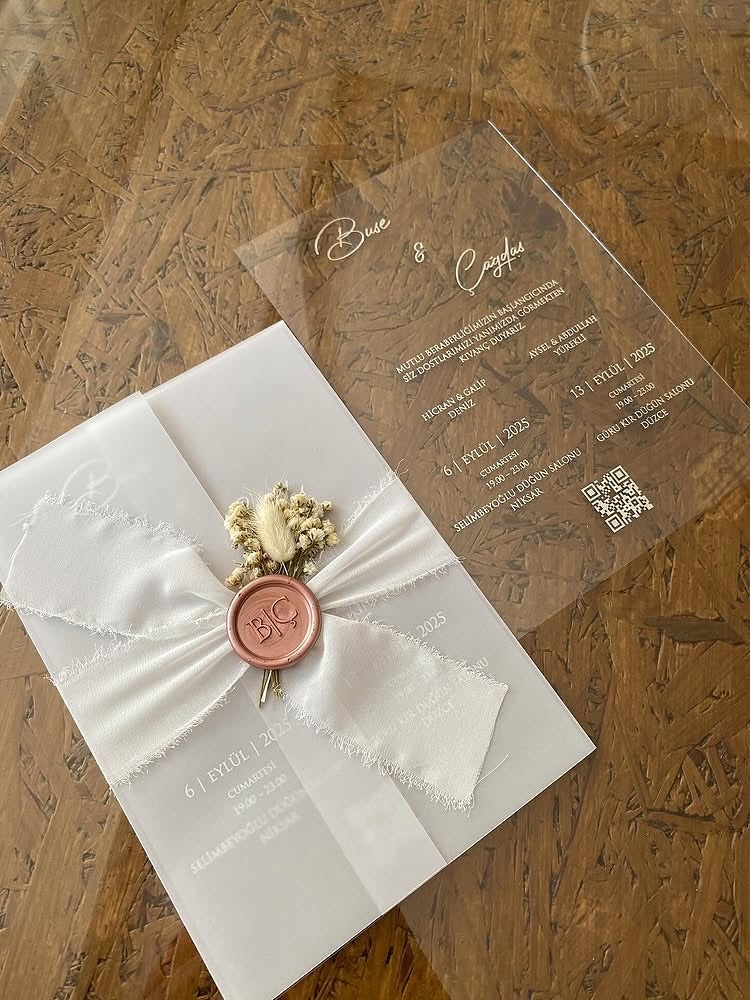 Frosted Elegance Wax Seal Invitation