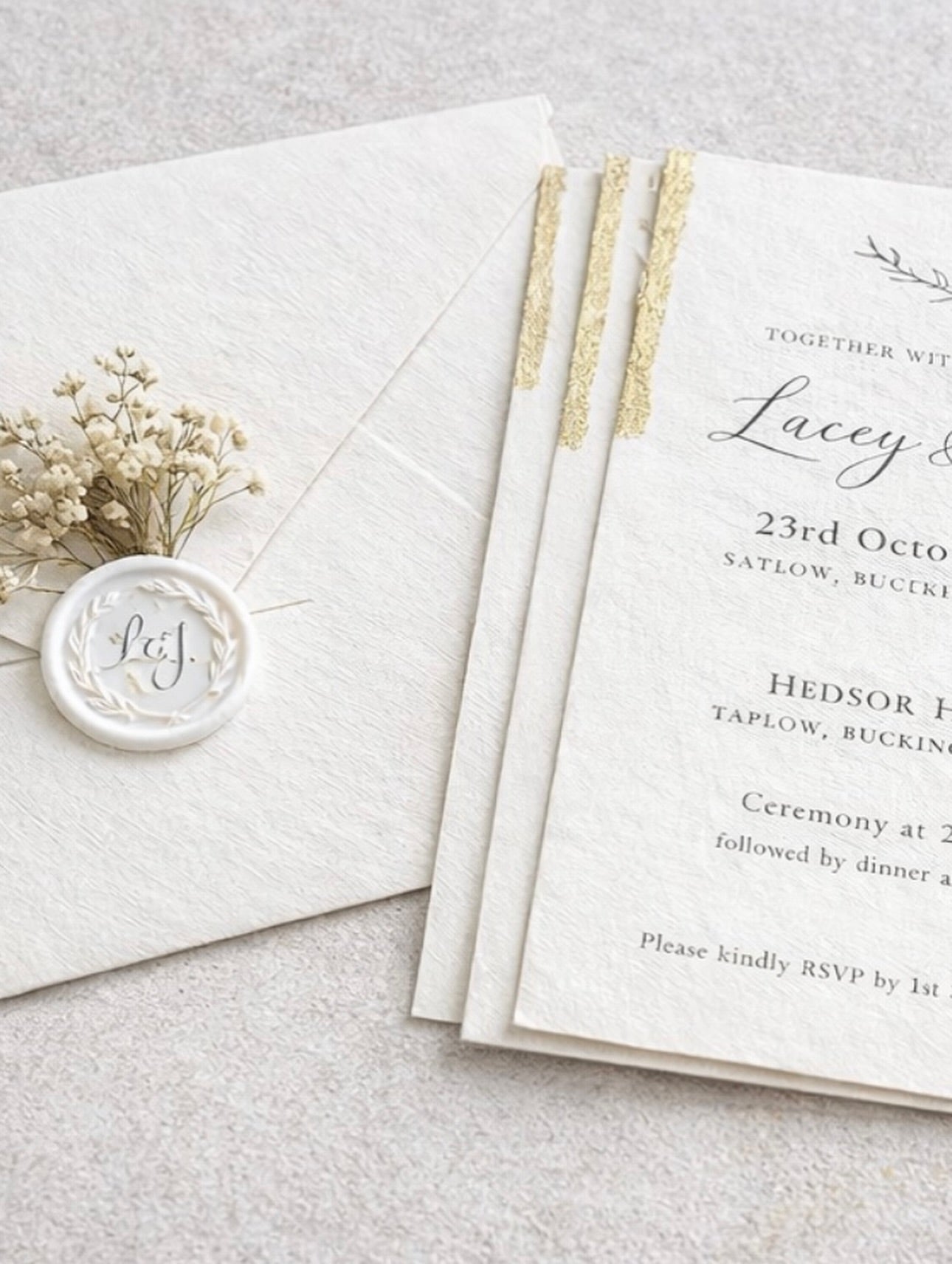Elegant Minimal Wedding Invitation with Wax Seal & Dried Flowers