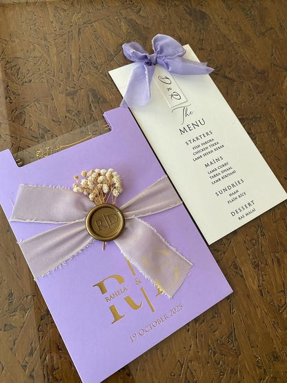Lavender Luxe Ribbon & Wax Seal Invitation