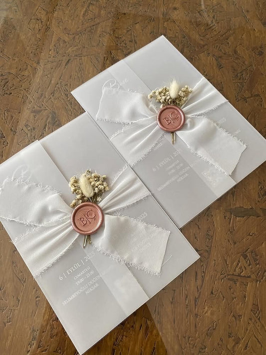 Frosted Elegance Wax Seal Invitation