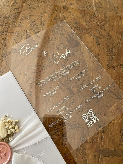Frosted Elegance Wax Seal Invitation