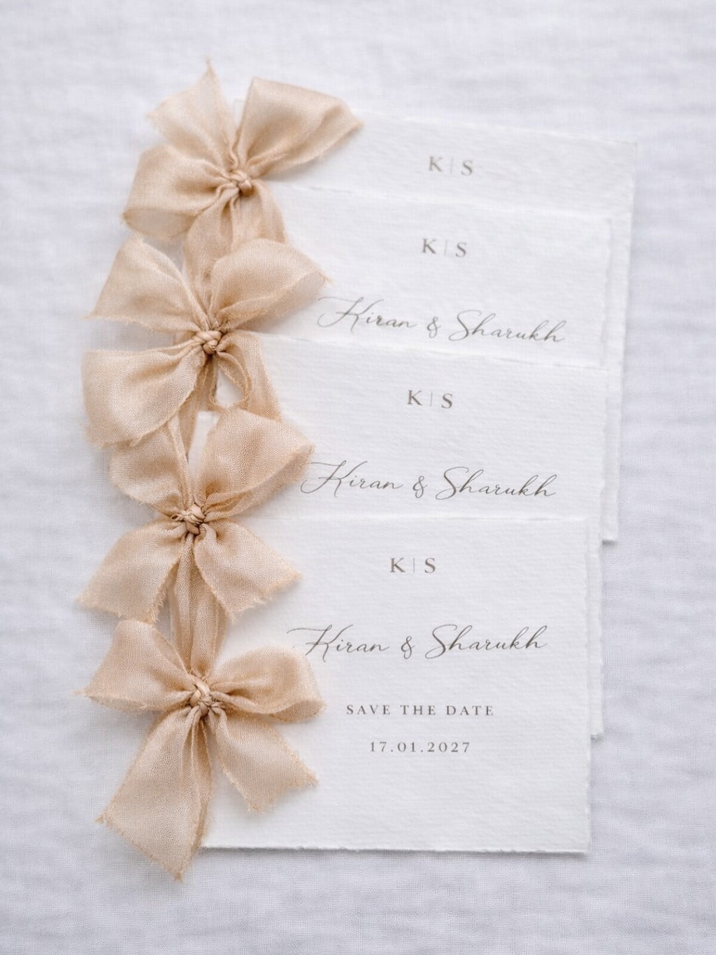 Elegant Silk Ribbon Save the Date Card – Minimalist Wedding Invitation