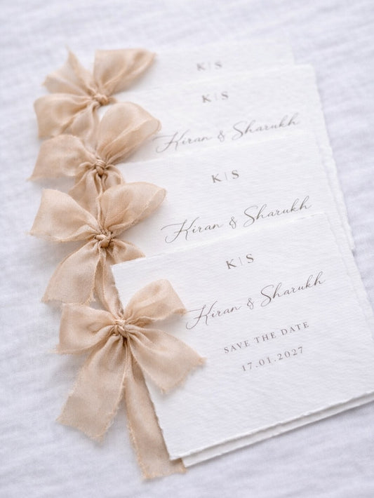 Elegant Silk Ribbon Save the Date Card – Minimalist Wedding Invitation