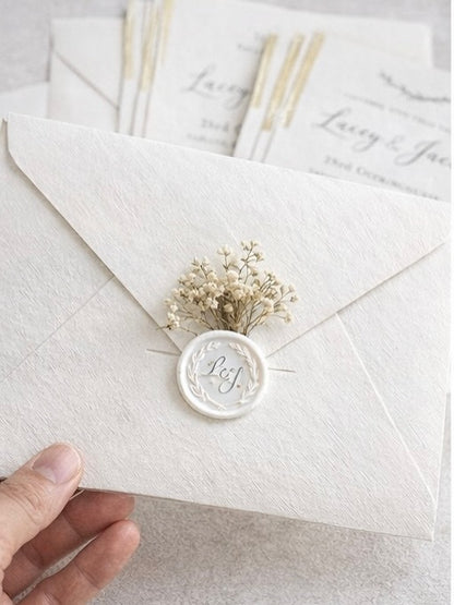 Elegant Minimal Wedding Invitation with Wax Seal & Dried Flowers